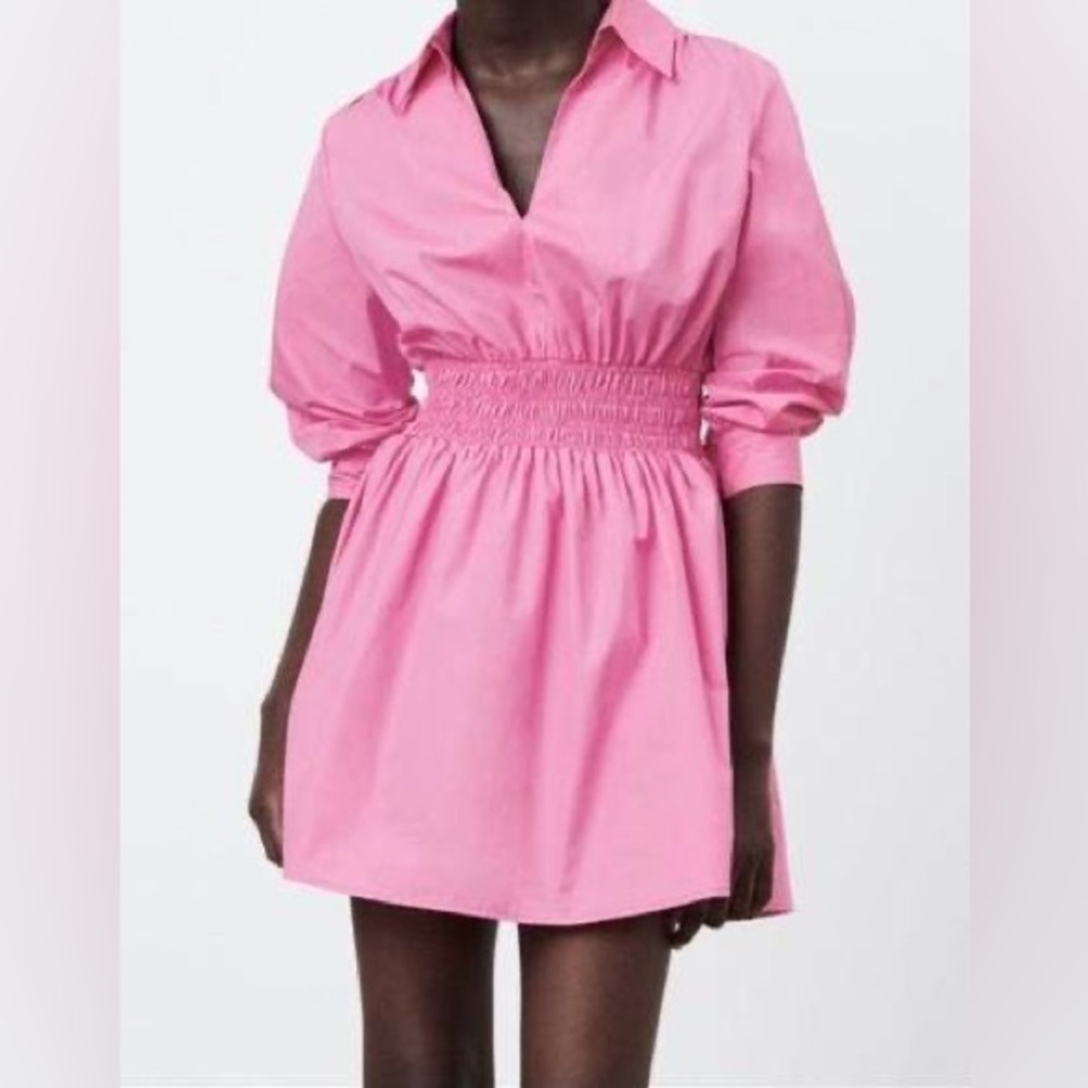 Pink Zara Mini Shirtdress